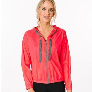 ZYIA Pink Hoodie Drawstring Light Windbreaker